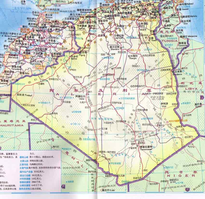 阿尔及利亚旅游地图