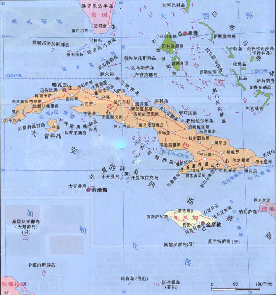 古巴旅游地图