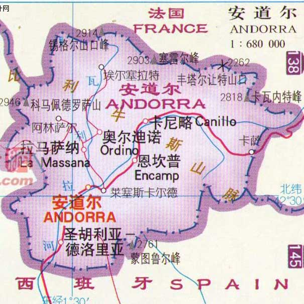 安道尔旅游地图