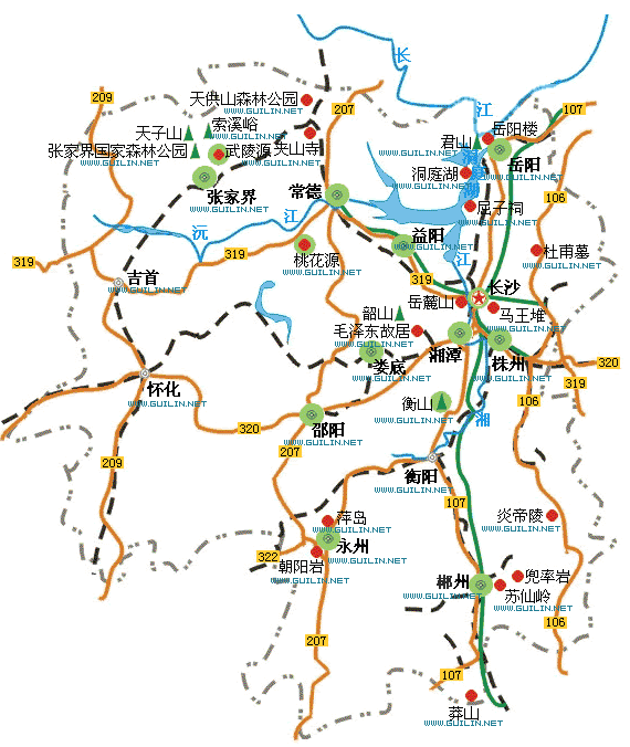 湖南旅游地图-目的地指南 湖南旅游地图-目的地指南